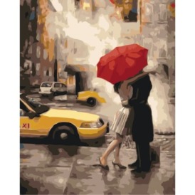 Набір для малювання по номерам дівчина з чоловіком під парасолькою обіймаються