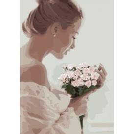 Набір для малювання по номерам ідейка дівчина з букетом білих троянд в руках