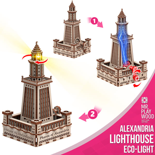 3D конструктор Mr. Playwood Александрийский маяк Эко-лайт (280 деталей)3